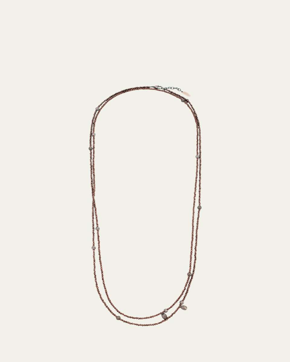 Hematite Silver Beaded Wrap Necklace
